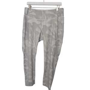 CALIA Stay Powerful Cropped White Grey Camo High Rise Leggings Womens Size XL